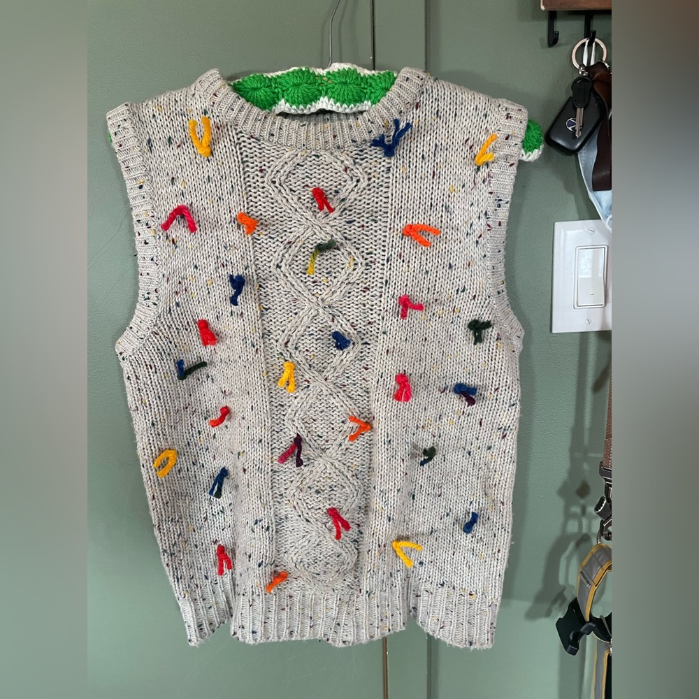 Cute vintage oversized vest with embellishment